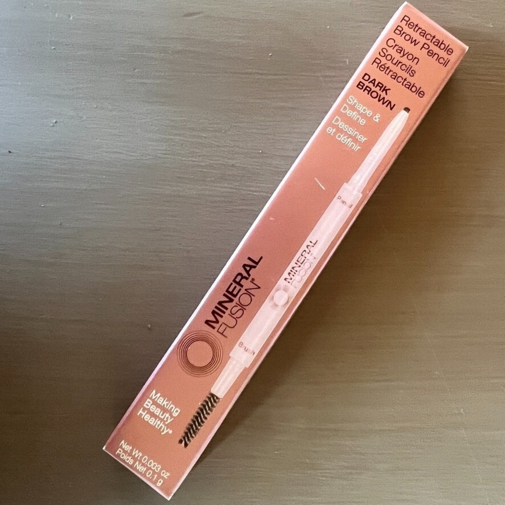 Mineral Fusion Retractable Brow Pencil Dark Brown Dual Ended‎ Authentic New NIB